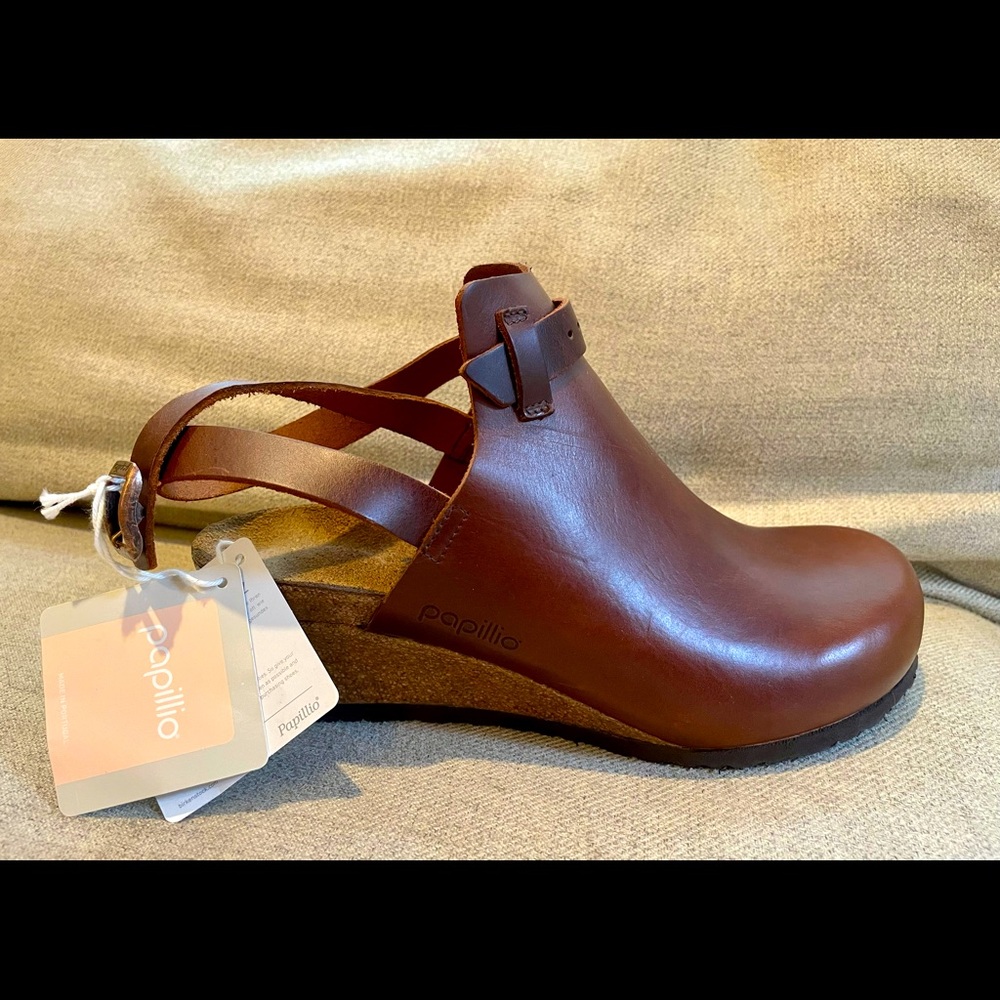 NWT! PAPILLIO by Birkenstock Esra Leather Wedge Bootie